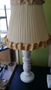 1970's lamp and shade, hobo shabby chic