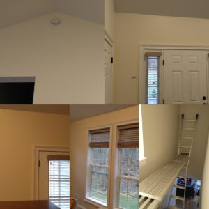 The Saratoga springs interior paint color change job is complete. The last two rooms were the kitchen and living room, the kitchen was painted in cabbage green with a eggshell finish, and the living room was painted in a glazed pear eggshell finish. The customer is very pleased with the outcome.