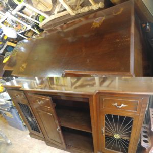  Before pics of a 7ft custom made mahogany credenza. It will look spectacular.