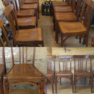 The oak chairs,are getting their first coat of hand rubbed tung oil finish.