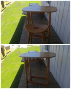 Amish built barista oak table and saddle chairs stained with a golden oak, and finished out with a satin poly.